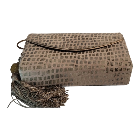 RARE Rafael Sanchez Suede Leather Crossbody BUDDHA stone charm, beads & tassels - Picture 6 of 15